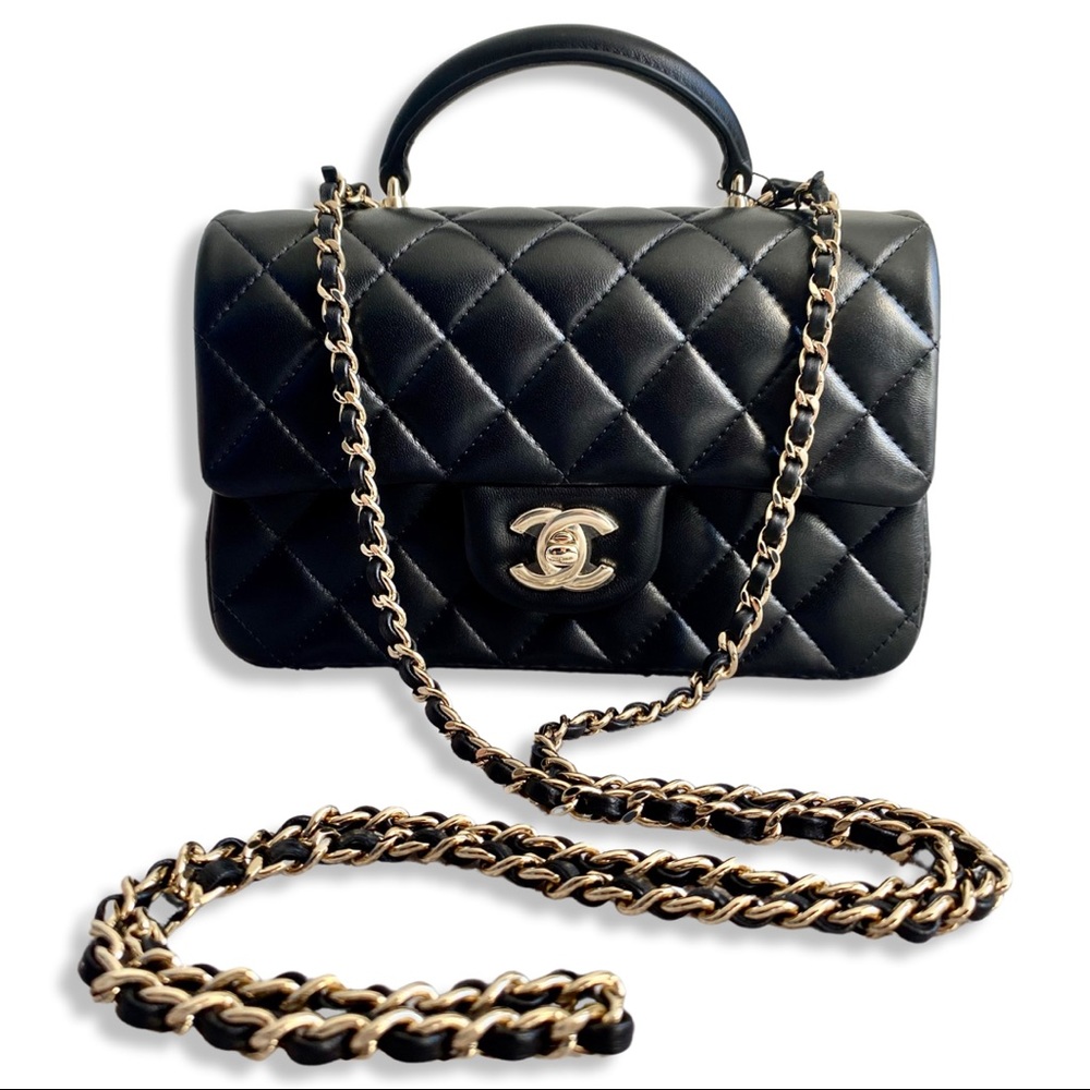 FULL SET - CHANEL Mini Rectangular Bag with Top Handle (with Champagne Gold HW) - Picture 3 of 16